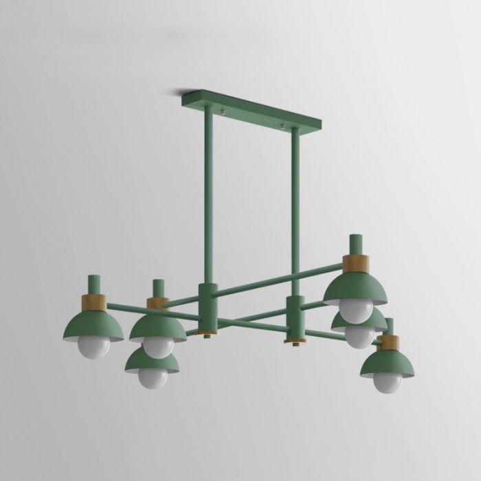Подвесной реечный светильник FANTA LONG Green 128*128*115 см, 6*E27*60W, ImperiumLoft FANTALONG01, Зелёный