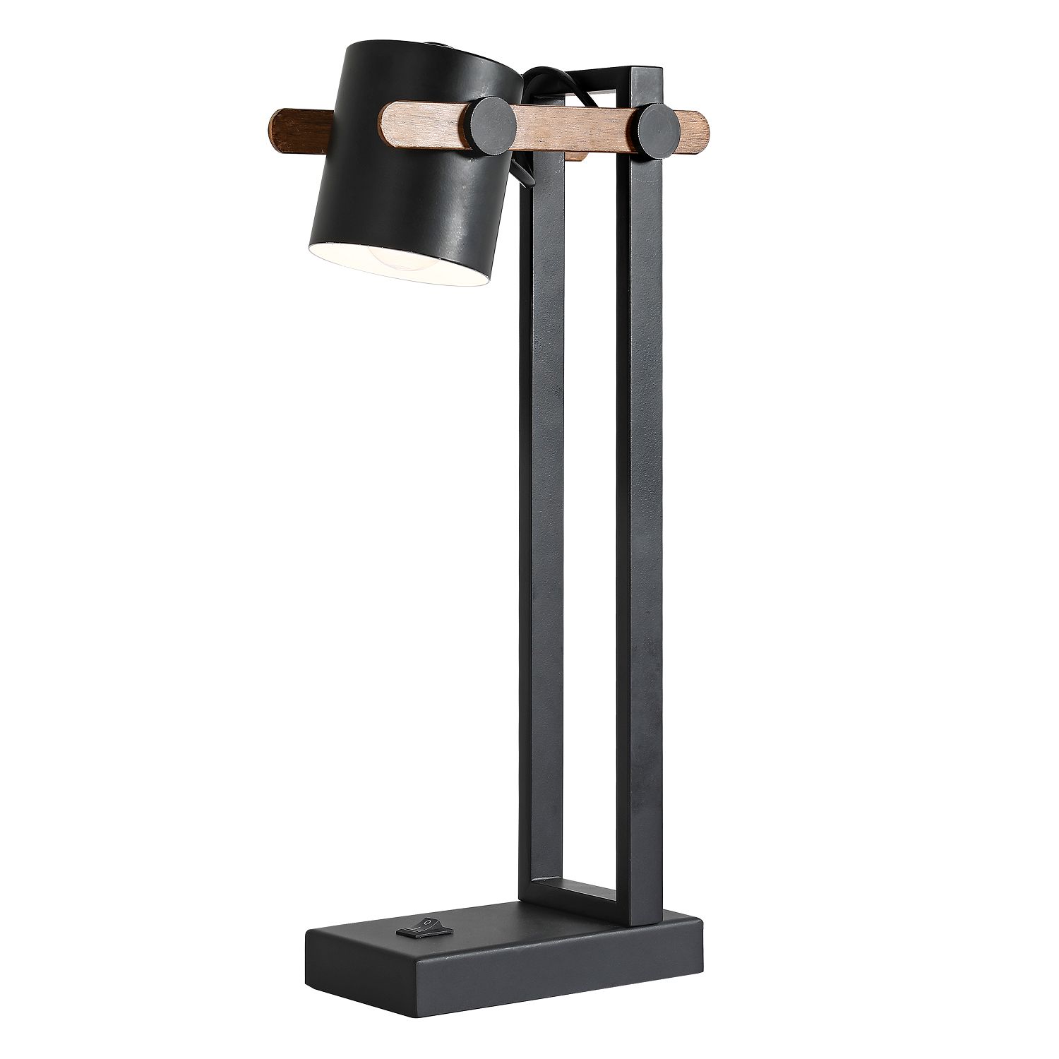 Настольная лампа F-Promo Scandy 3004-1T, L180*W100*H420, каркас черного цвета с декором под цвет дерева, поворотный плафон