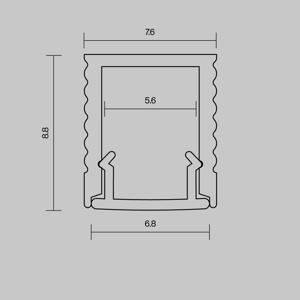 Алюминиевый профиль накладной 8x9 (Серебро, 2 м), ALM-0809-S-2M 631010 Maytoni