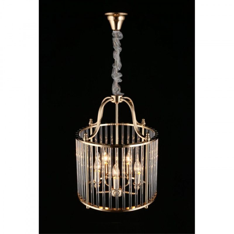 Подвесная люстра 40*80-150 см, 5*E14, 40W, Aployt JOANNA APL.726.16.05, латунный