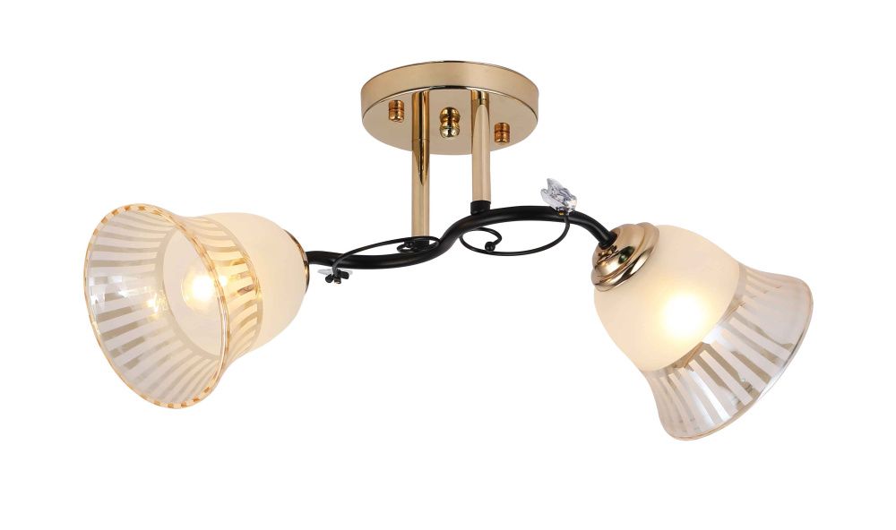 Люстра L480 x W200 x H240, мм, 2*40W (80W), GOLD+BLACK(ЗОЛОТО+ЧЁРНЫЙ) Rilon 06349/2 GOLD+BLACK