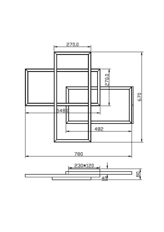 Светильник 67*78*8 см, 3* LED, 78W, 2600К-3500К, Maytoni Rida MOD015CL-L80GK золото матовое