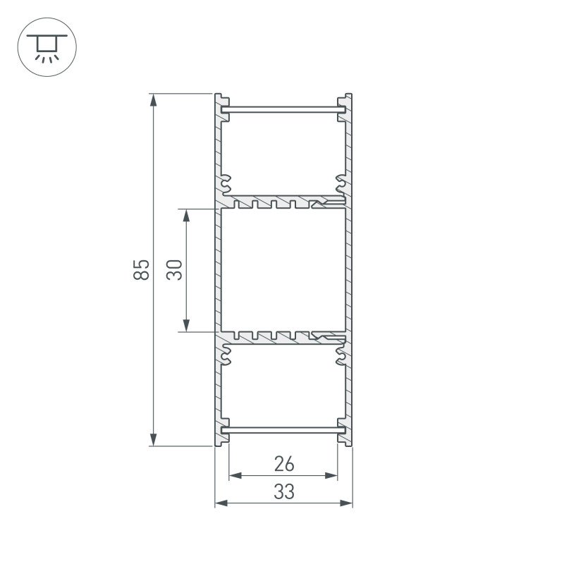 Профиль Arlight 036341 200*3,27*8,5 см. Цена указана за 2 метра. Продается кратно 2 метрам.  экран отдельно