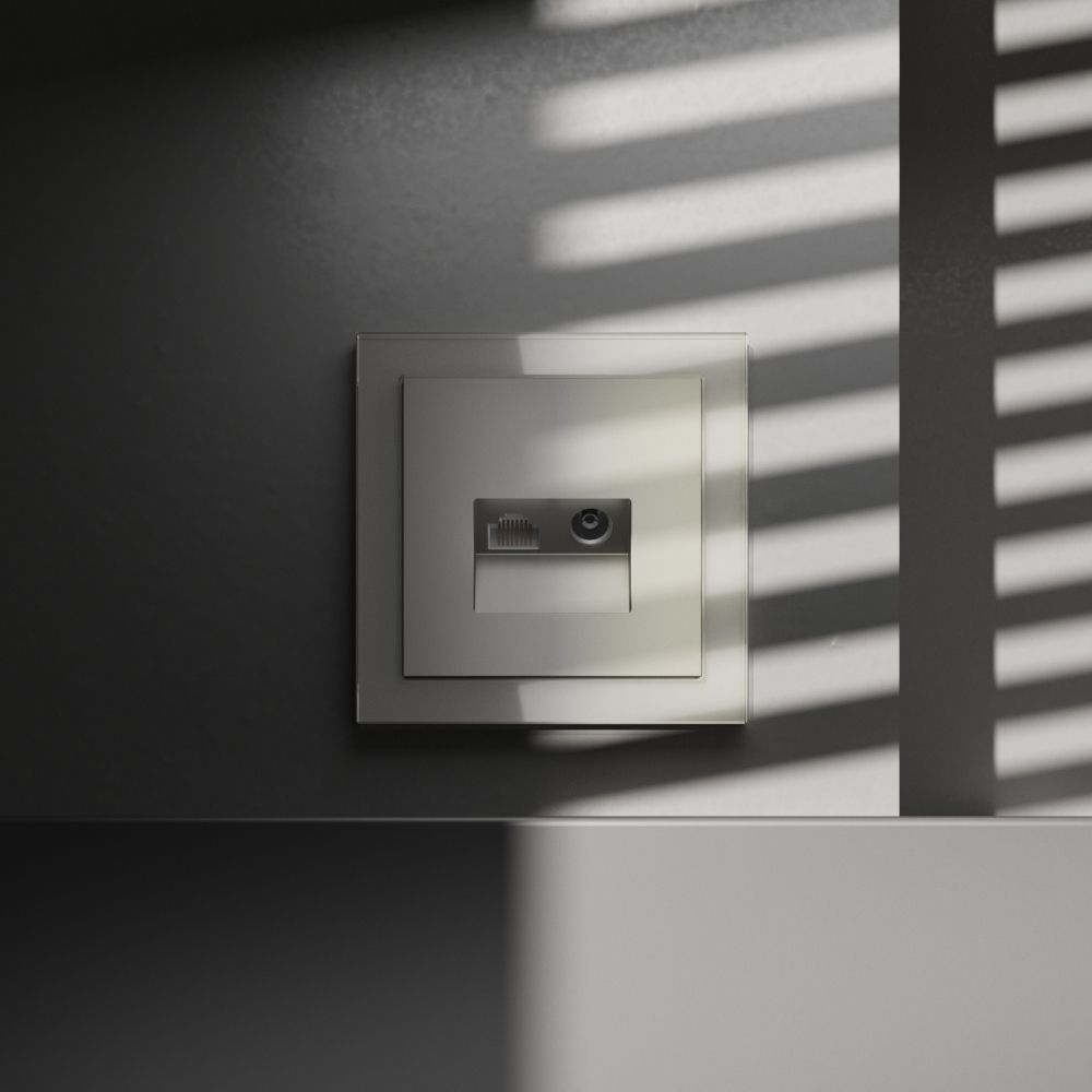 Розетка телевизионная встраиваемая TV+RJ45 кат. 6, шелк Voltum S70 VLS060704, Пластик Soft touch