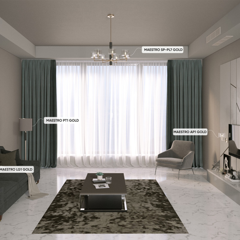 Люстра 79 см Crystal Lux MAESTRO SP-PL7 GOLD Золото/черный