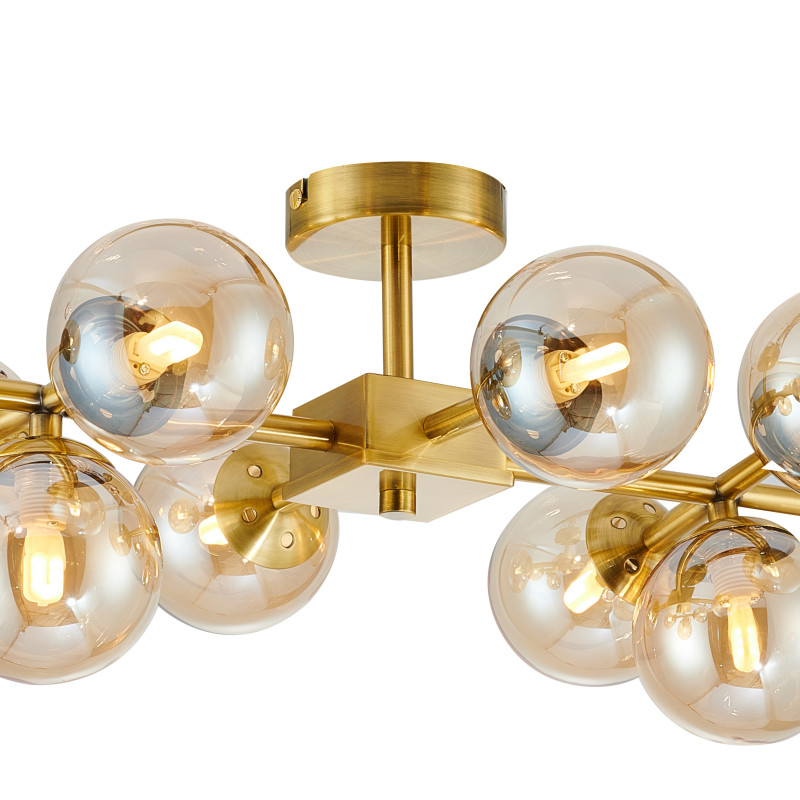 Люстра Favourite Varietas 2649-10U, L810*W430*H235, латунь, плафоны из выдувного стекла янтарного цвета