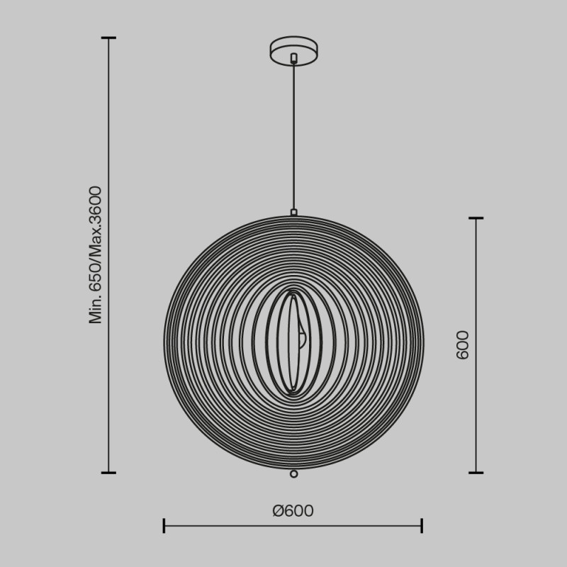 Подвесной светильник  60 см, E27 1 40W, К, Черный Maytoni Roots MOD197PL-01W2