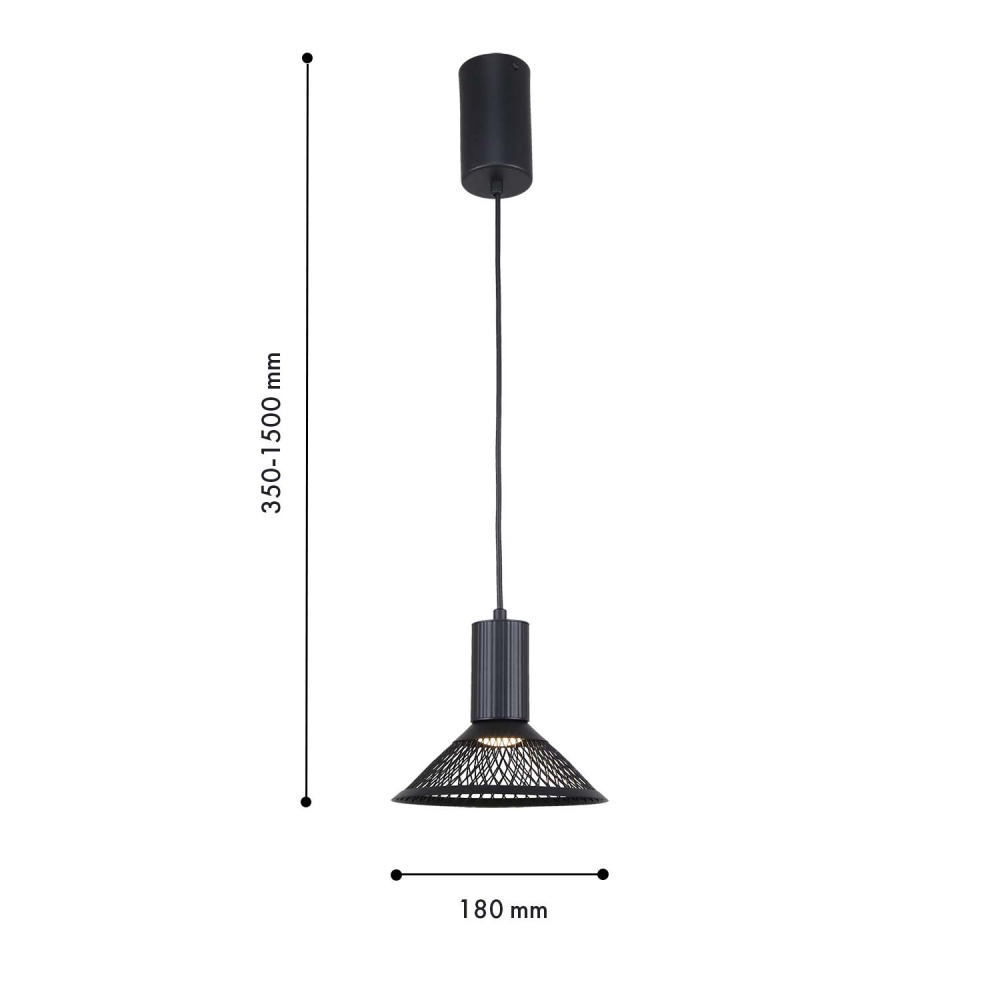 Подвес 18*35-150 см, 1*LED, 6W, 3000K, F-Promo Metrics 4623-1P, черный матовый