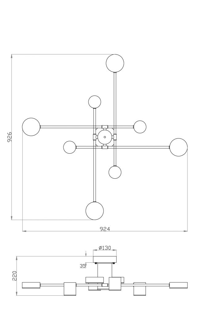 Светильник 92,6*92,4*22-22 см, *LED*40W, Freya  FR6048CL-L8B, Черный