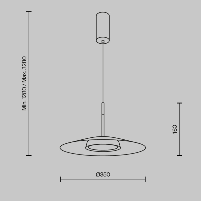 Подвесной светильник 35*328 см, LED, 12W, 3000К, Maytoni El MOD041PL-L15B3K1 черный
