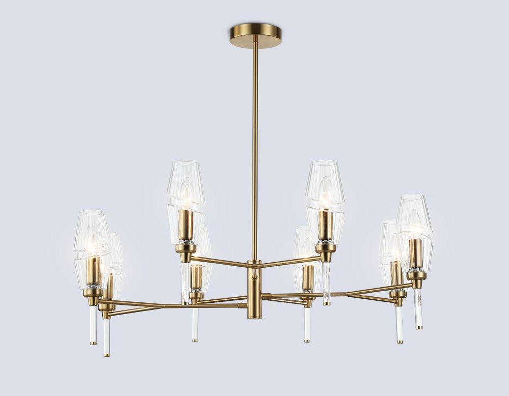 Люстра на штанге **52- см, 8*E14*40W, K, Ambrella Light High Light LH55202, латунь