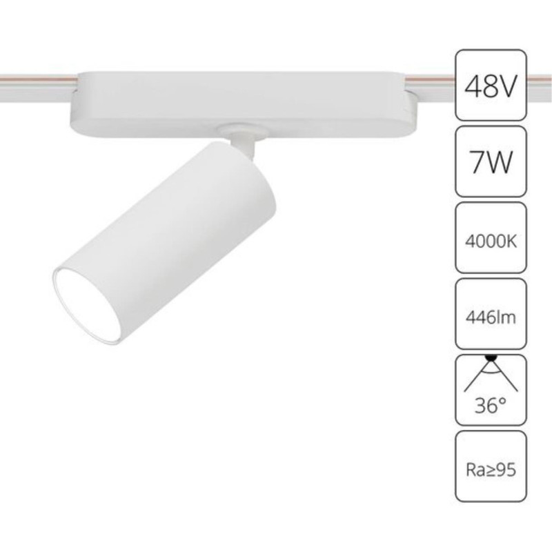 Трековый магнитный светильник 4 см, 7W,  4000K, Arte Lamp Rapid A6156PL-1WH, белый