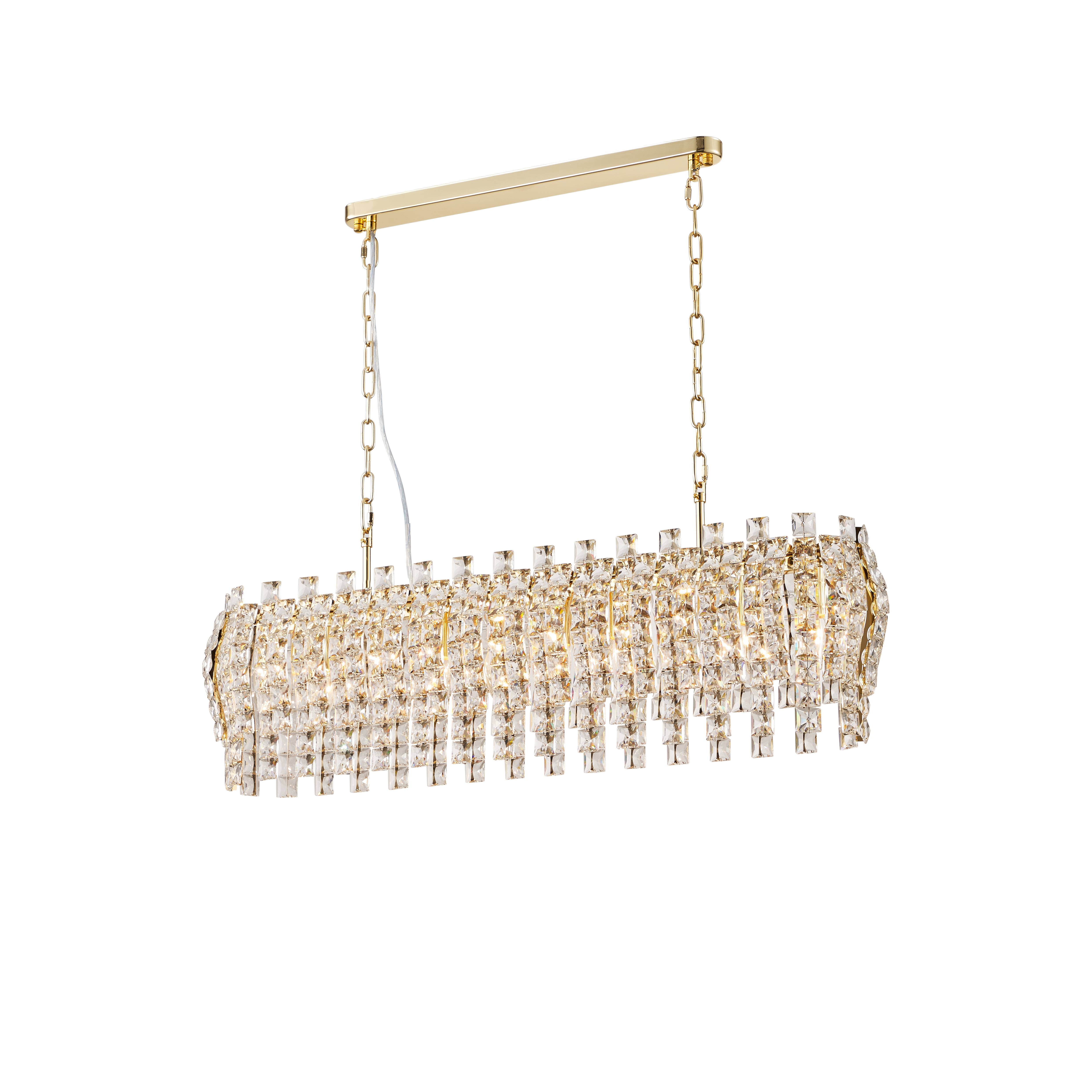 Люстра 1000*240*270, 10*E14, 40W NewRgy Cristallo NW028-L1000*W240*H270 H GOLD, H GOLD