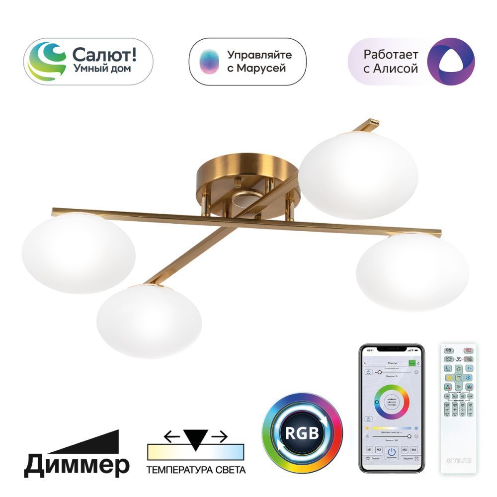 Светильник 75 см, 48W, 3000-5500K, Citilux ATMAN SMART CL226A143 RGB LED, бронза