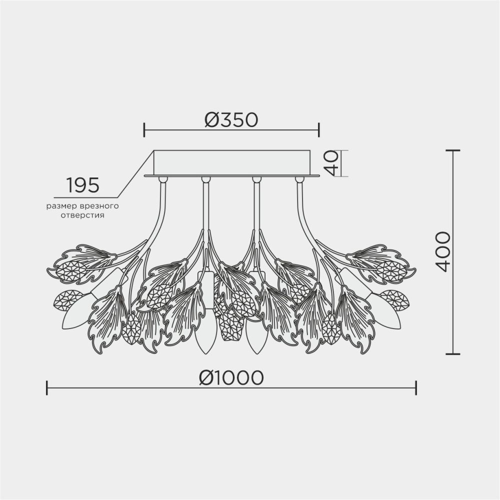 Люстра 100*40 см, 16*Е14*40W, Modelux  ML.6869.1000 GD, Золото