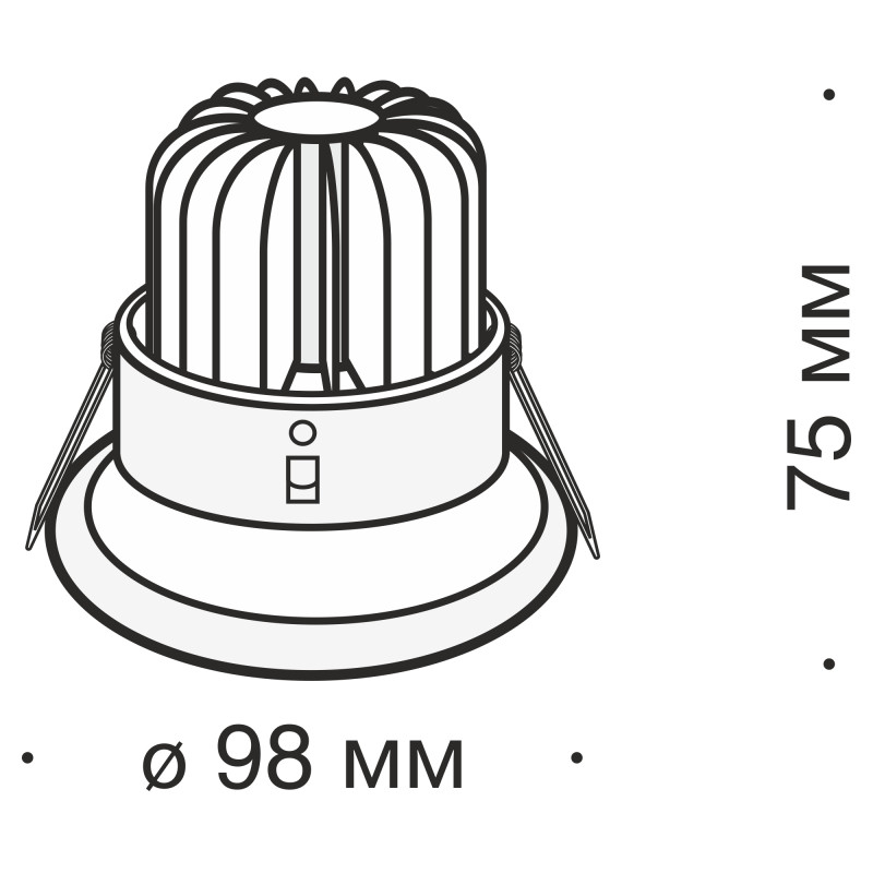 Встраиваемый светильник 10 см, 8W, 3000К, белый, теплый свет, Maytoni Zoom DL031-2-L8W, светодиодный