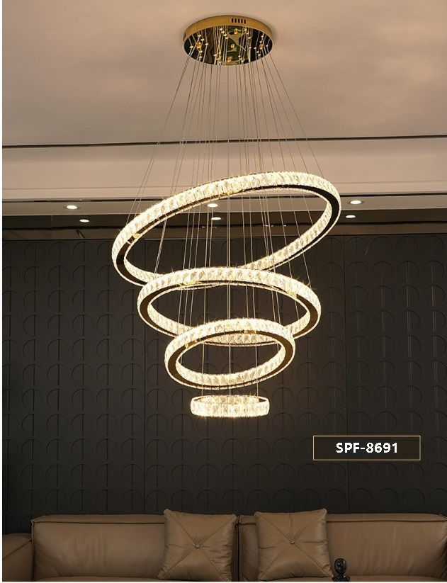 Светильник подвесной SPF-8691 GOLD/ЗОЛОТО  D600+470+260+200/H1200/4/LED/120W RIPPLE 24-09