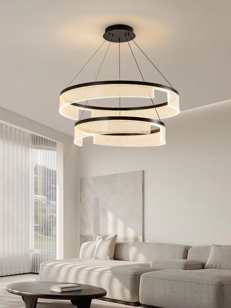 Светильник ElegantLight DZN-4509 ЧЕРНЫЙ D600+400/H1500/2/LED/120W 2.4G ZEBRA 23-12
