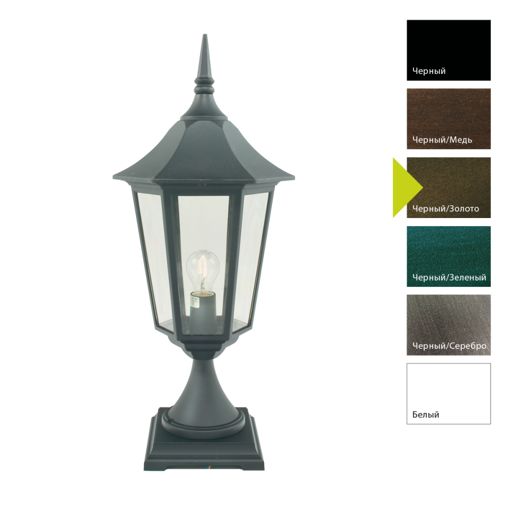 Фонар-пьедестал 32*32*85 см, E27*100 (накал.) 77 (гал.)W, Natural Concepts Norlys Modena Big 384W, BD (Черный/Золото)