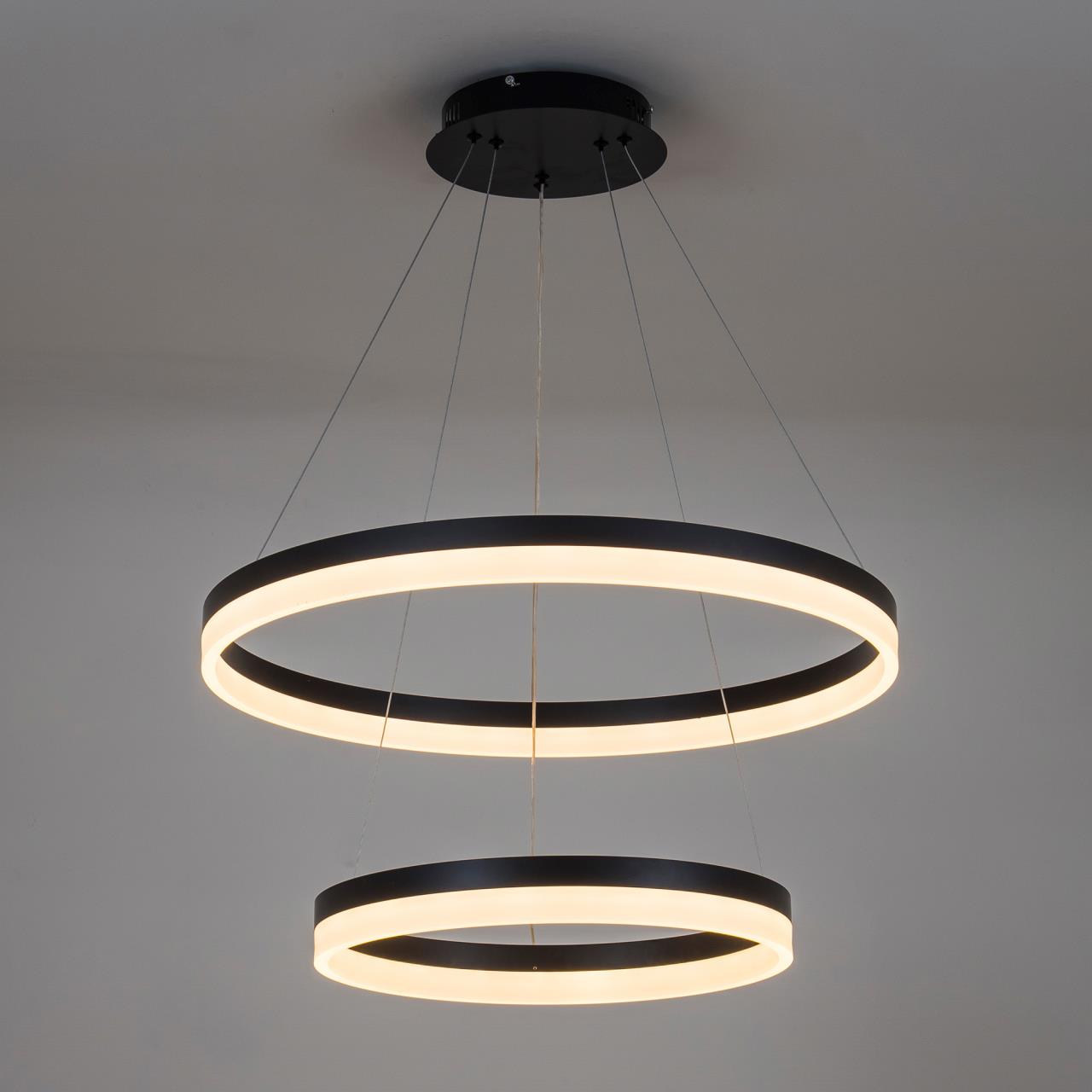 Подвесной светильник 60*60*90 см, LED 80W, 3000 / 6000K, Черный LED4U L10823-60-40 BK