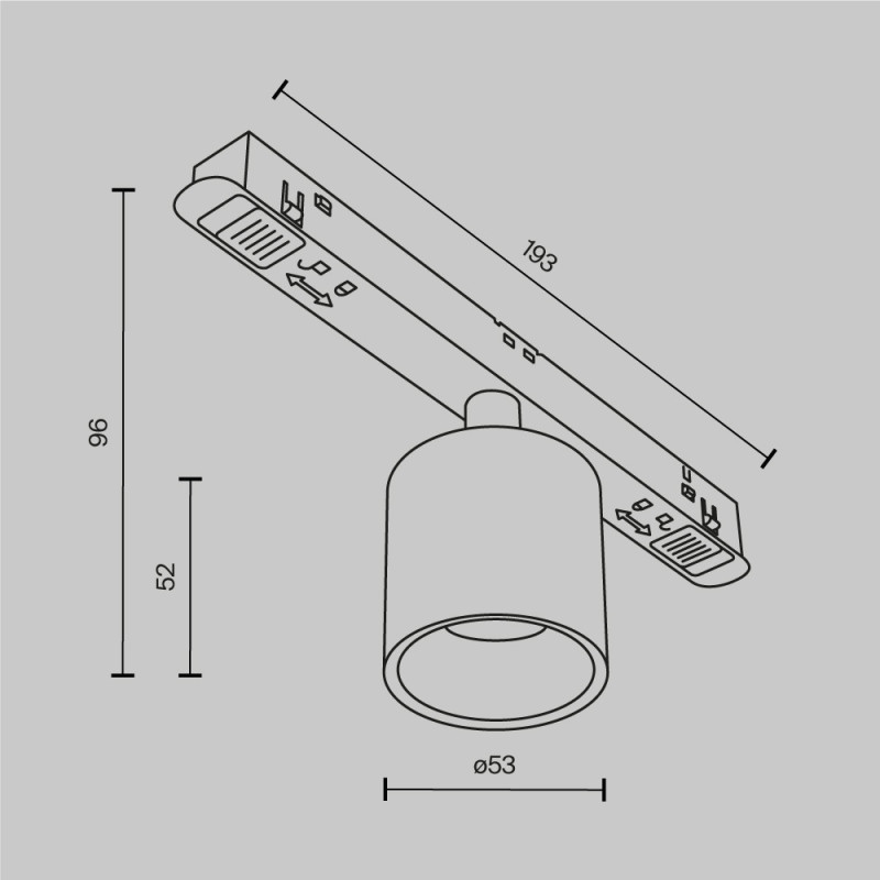 Светильник на шине 5,3*5,3*9,6 см, LED, 7W, 3000К, Maytoni Technical Alfa S TR132-2-7W3K-B черный