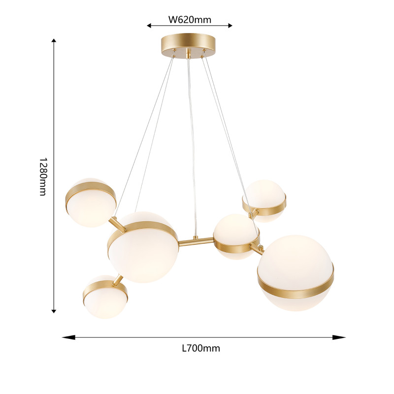 Подвесная люстра 70*40*135 см, 6*LED, 42W, 4000К, Favourite Asterismo 4448-6P золотой