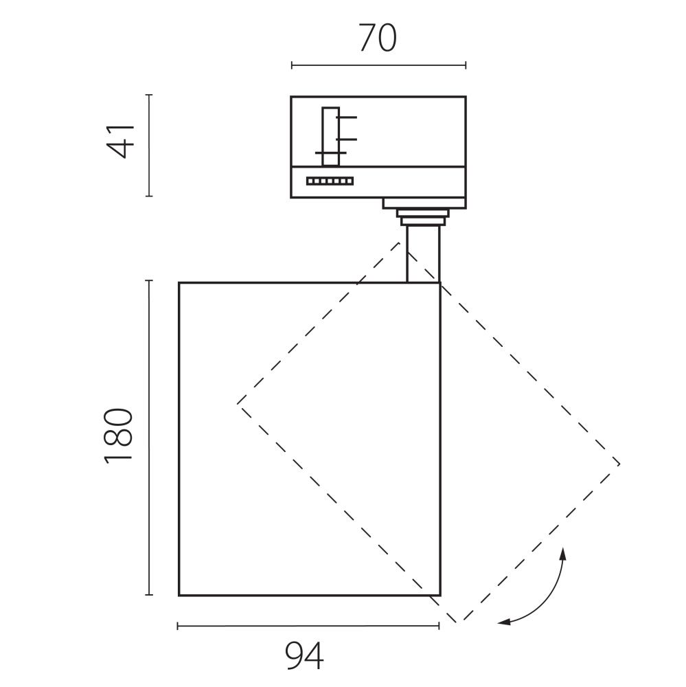 Светильник QUATTRO с адаптером *9,4*18 см, *40W, 2700-4200-6000K, Lightstar Canno Pro C4407QT, Черный