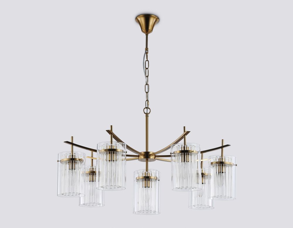 Подвесная люстра **44,5-120 см, 7+1*E14*40W, K, Ambrella Light High Light LH56033, латунь