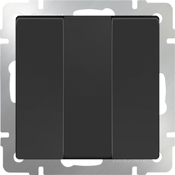 WL08-SW-3G/Выключатель трехклавишный  (черный матовый), 4690389073465