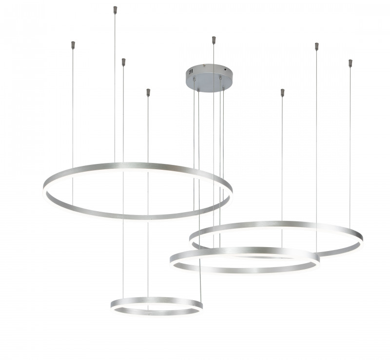 Подвесной светильник 1780*800*140/1240 мм, 4*LED 218W 3000-5700K серебро Indigo Galass V000016L, 14001/4P Silver