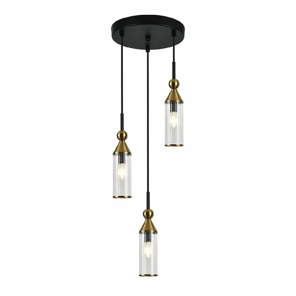Подвесной светильник 24*24*60-150 см, 3*40W, E14  Indigo Torazzo 13037/3S Black