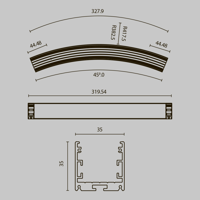 Радиусный профиль ALM-3535R-B-D-45°-0.8M 3,5*3,5*32,79 см, Maytoni Led Strip черный