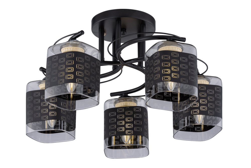 Люстра Ø450 x H250, мм, 5*40W (200W), BLACK (Черный) Rilon 06658/5 BLACK