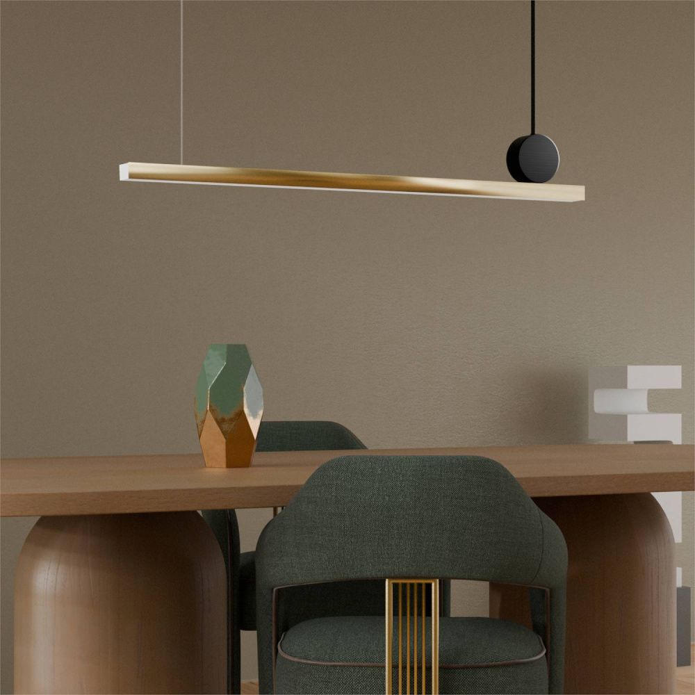 Светильник подвесной 88*15-190 см, 1*LED*32W, 3000-6000K, Lightera Manitoba LE111L-88GB WIFI COPPER, золотой
