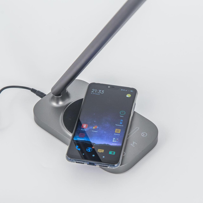 Настольный светильник светодиодный с USB+Qi Citilux Ньютон CL803052, серый