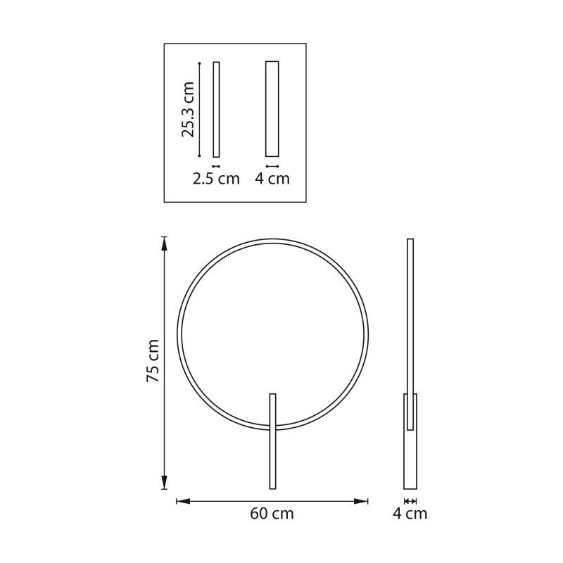Бра 4*60*-75 см, 1*LED*19W, 3000K, Lightstar Undine 738567, черный