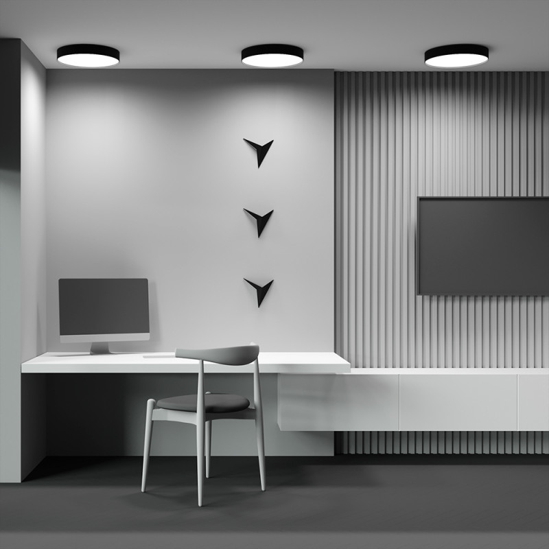 Накладной светильник 40*40*6 см, LED, 45W, 3000К, Maytoni Technical Zon C032CL-45W3K-RD-B черный