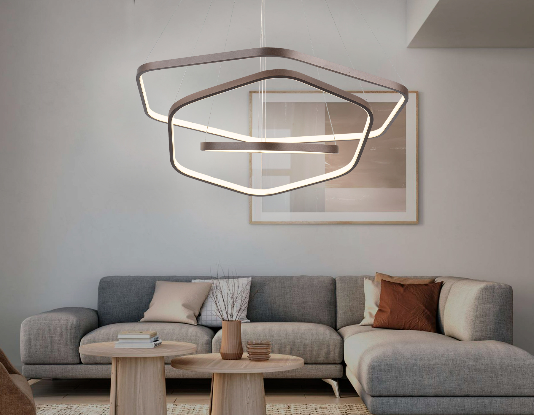 Светильник подвесной 40*120 см, LED 84W, 4200К, кофе Ambrella Comfort Line FL366