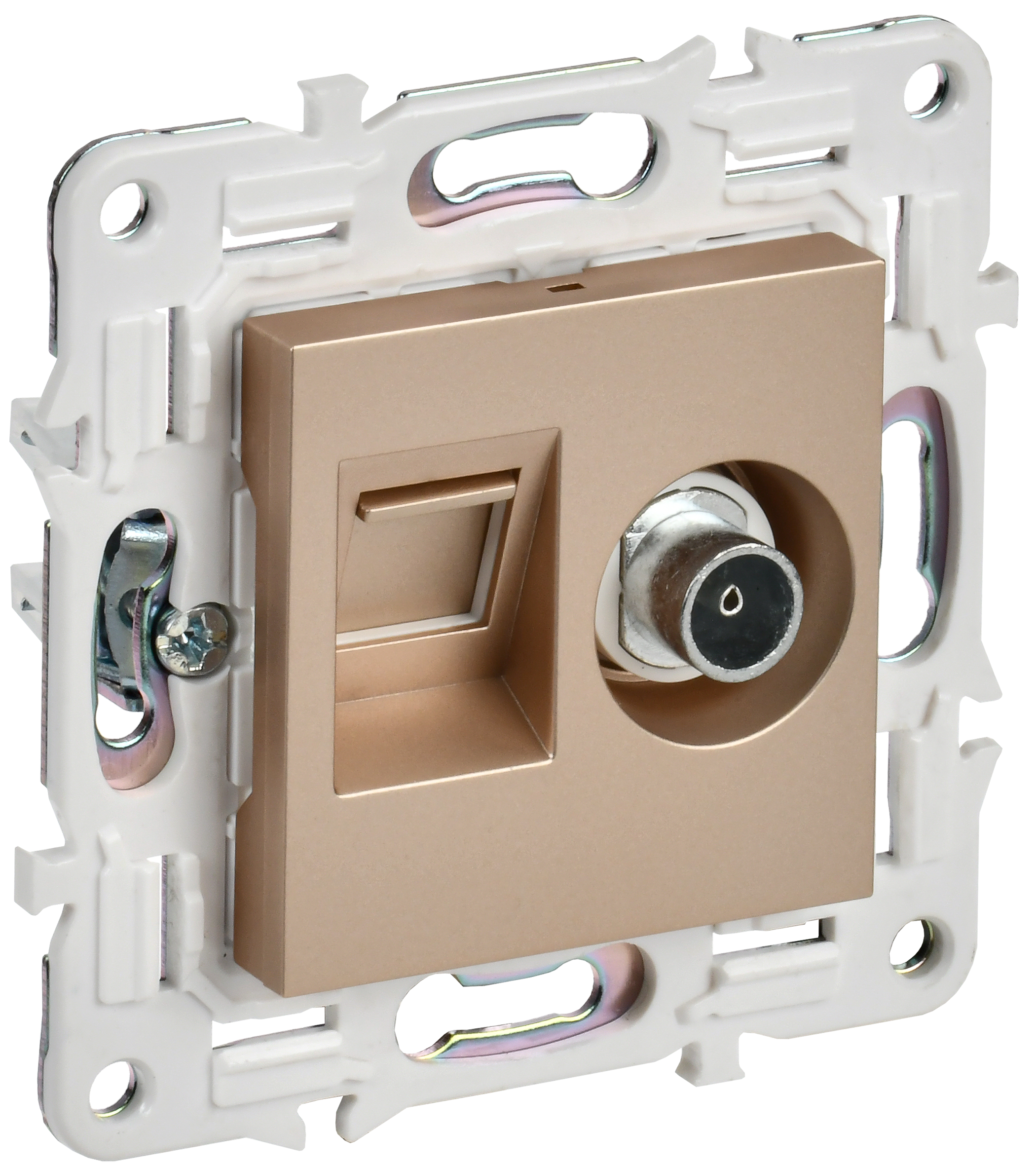 SKANDY Розетка двойная TV+RJ45 кат.6E SK-A15Sa песоч. IEK, SK-AK20-2-K98
