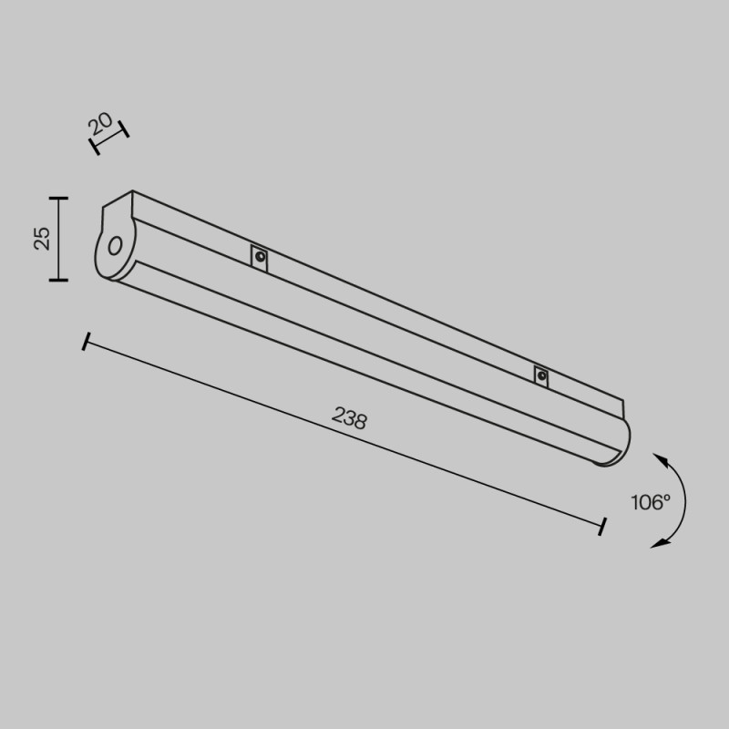 Светильник на шине 23,8*2*2,5 см, LED, 12W, 3000-6000К, Maytoni Technical Basis Rot TR183-1-12WTW-B черный