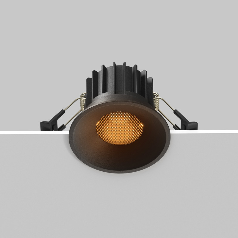 Встраиваемый светильник 8 см, 12W, 2700K, Maytoni Round DL058-12W2.7K-B, черный