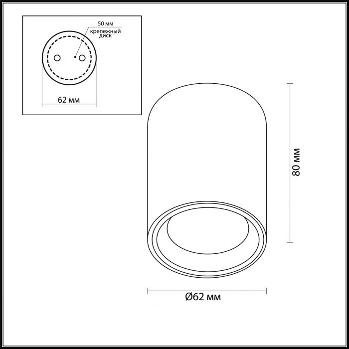Светильник 6*6 см, GU10 50W, Odeon Light Aquana 4205/1C, черный-золото