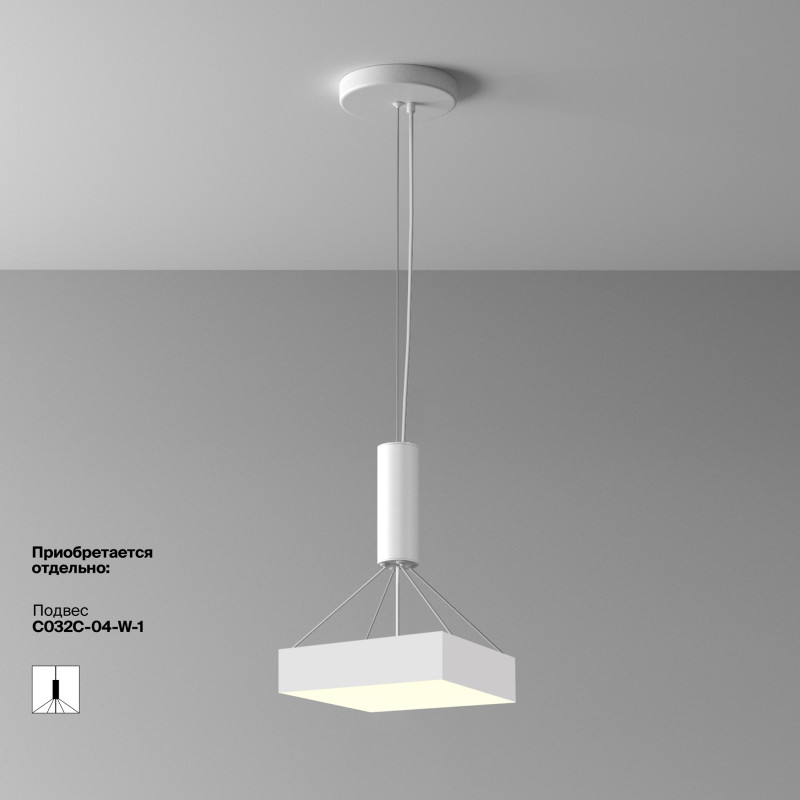 Накладной светильник 30*30*6 см, LED, 36W, 3000К, Maytoni Technical Zon C032CL-36W3K-SQ-W белый