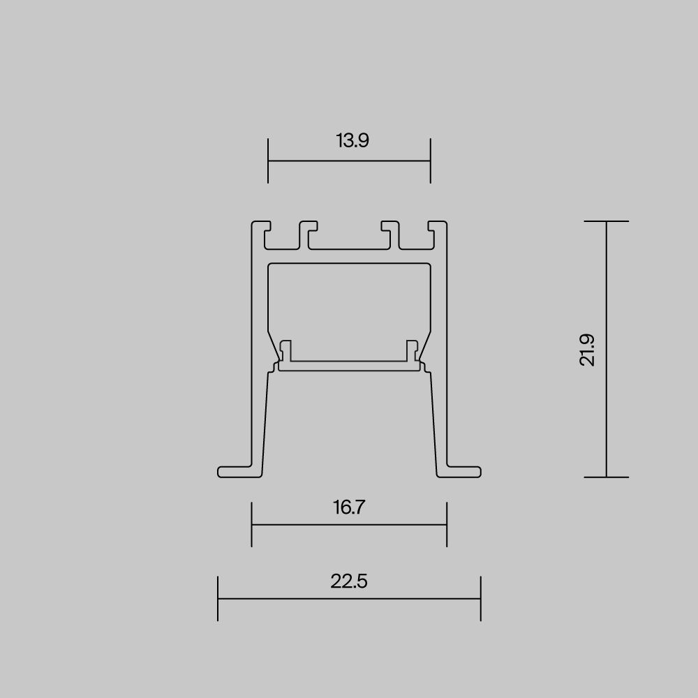 Алюминиевый профиль встраиваемый скрытого монтажа 22x22 (Черный, 2 м), ALM-2222-B-2M 632013, 200*2*2 см, Maytoni  632013, Черный