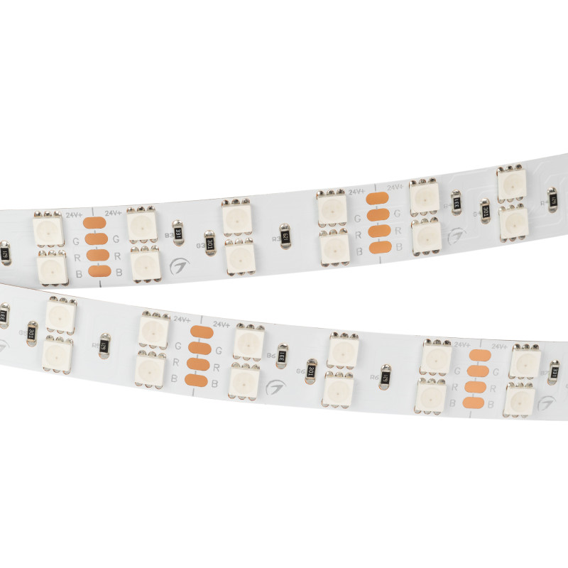 Лента RT-B120-15mm 24V RGB (28.8 W/m, IP20, 5060, 5m) (Arlight, Открытый) 011205(2). Цена указана за 5 метров. Продается кратно 5 метрам.