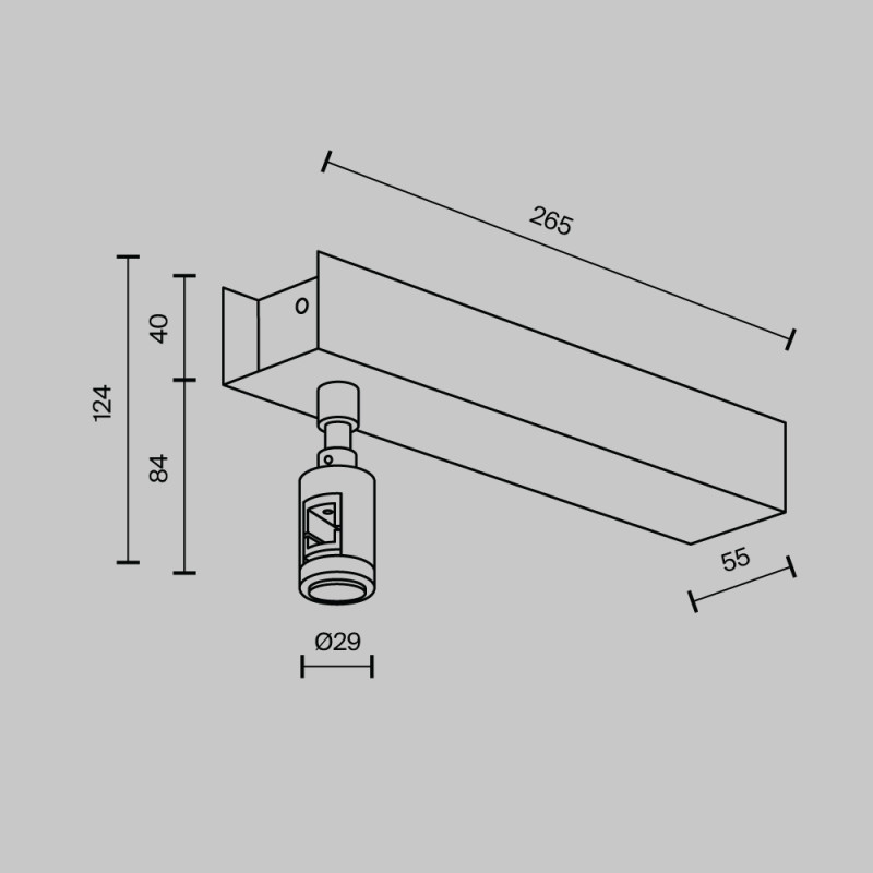 Крепеж 26,5*5,5*12,4 см, Maytoni Technical Magnetic trаck system Flarity черный TRA156C-BB1-B черный