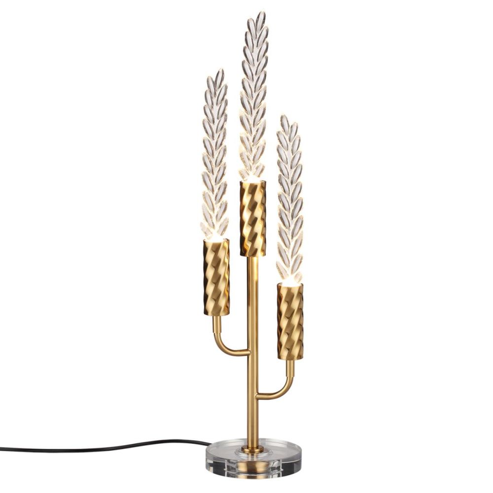 Настольная лампа 13*13*-62 см, 3*LED*3W, 3000K, Odeon Light Exclusive KOLOS 5449/9TL, сатинированная латунь/прозрачный