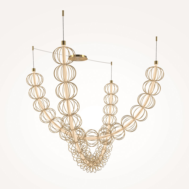 Подвесной светильник 208,6*35*94*184 см, LED*107W, 3000 К, Golden Cage MOD216PL-L55G3K Maytoni, Золото