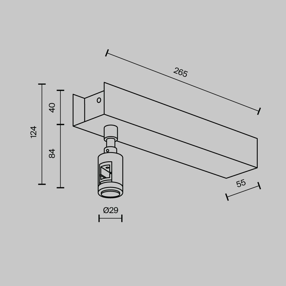 Комплектующие для трековой системы  TRA156C-BB1-PT 26,5*5,5*-12,4 см, *Maytoni technical Accessories for tracks Flarity TRA156C-BB1-PT, Платина