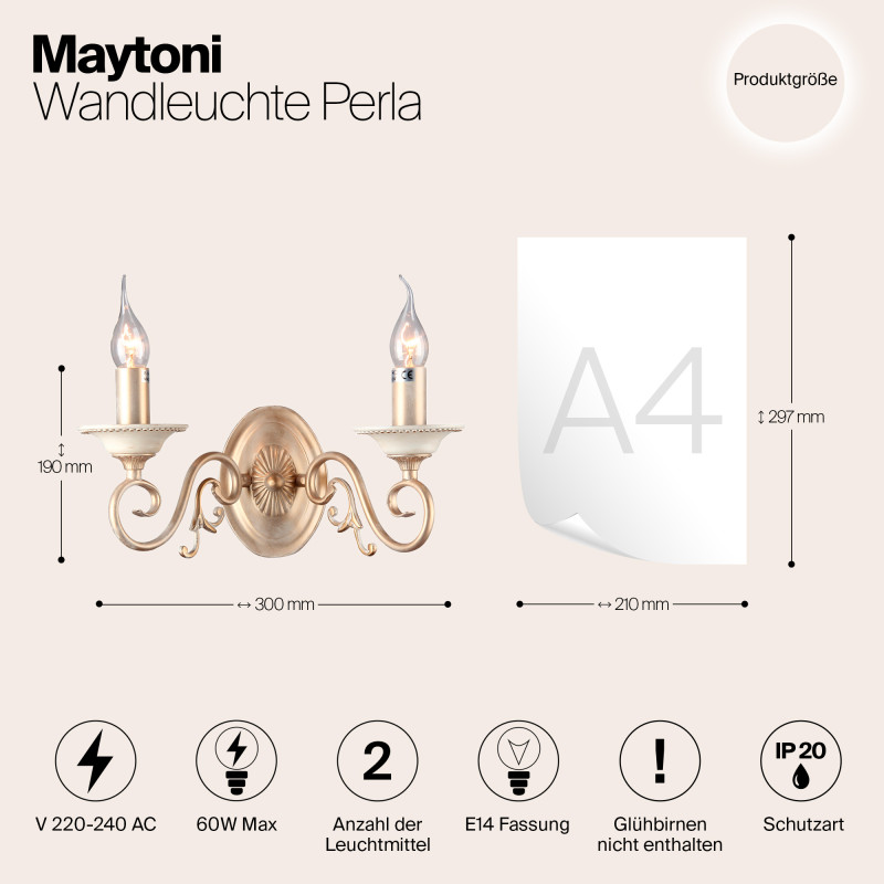 Бра Maytoni ARM337-02-R Кремовое золото